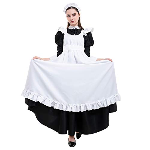 miccostumes Women's Classic Maid Uniform Long Dress Cosplay Costume (S, Black/White)