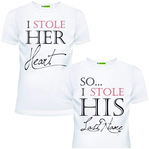 Matching Shirts Set for Married Couples Husband and Wife Wedding Gift Anniversary Newlywed L/M White