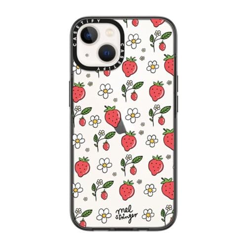 CASETiFY Compact Case for iPhone 14 [Lightweight / 4 ft. 2X Military Grade Drop Protection/Slim] - Strawberry Summer - Clear Black