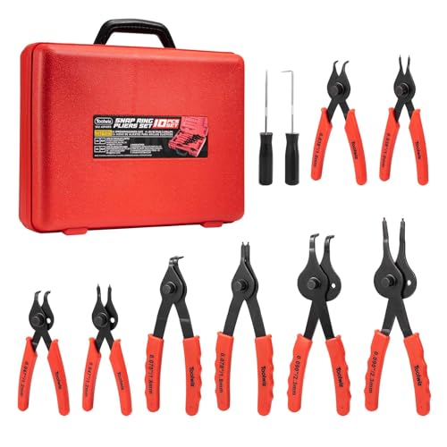 Toolwiz Snap Ring Pliers Set, 10 Pcs Internal & External Retaining Ring Circlip C Clip Pliers, Heavy Duty Bent Straight Automotive Tools, Include Hook, Pick, and Storage Case