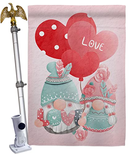 Breeze Decor Love Ballon Gnomes Outdoor Eagle Pole Flags Stand Bracket Set Tapestry Happy Valentines Day Door Sign Home Room Poster Yard Wall Plaque, Garden Decorations Gifts Made in USA