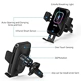 Piosoo Wireless Car Charger-Cup Holder Phone Mount,Automatic Infrared Smart Sensor Clamping Qi 15W Fast Universal Adjustable Cell Phone Wireless Charging Air Vent Cradle