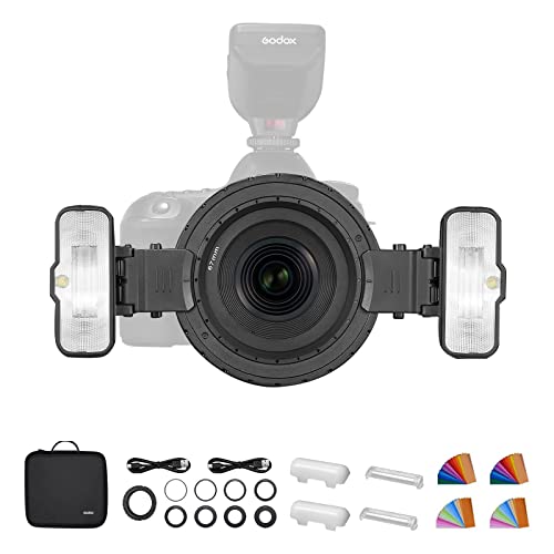 Godox MF12-K2 Macro Flash Kit, Two-Light Kit 2.4G TTL Flash with Built-in Lithium Battery to Cover 500 Flashes and Recycle in 0.01-1.7 Sec for Macro Shooting, Portrait Shooting, Jewelry Shooting