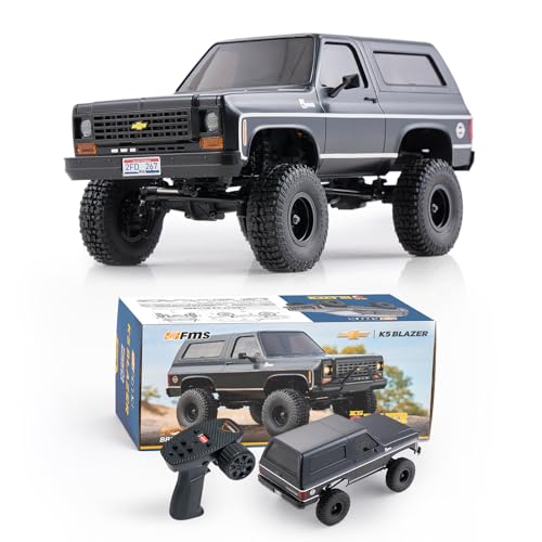 FCX24 FMS 1/24 K5 Blazer Pro Brushless RC Crawler, Offroad Trucks 4X4 RC Rock Crawler with 2 Speed Switch, Portal Axles and LED Lights for Adults (Black)