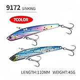 1Pcs 110mm 45g Sinking VIB Fishing Bait Trout Bass Lure Saltwater Swimbait Metal Jig Wobbler Fishing Metal Vib Lure 9172 (Color : F, Size : 110mm)