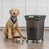 IRIS USA WeatherPro Airtight Dog Food Storage Container, Up to 58 lbs, Attachable Wheels, For Dog Cat Bird and Other Pet Food Storage Bin, Keep Fresh, Easy Mobility, BPA Free, Smoke