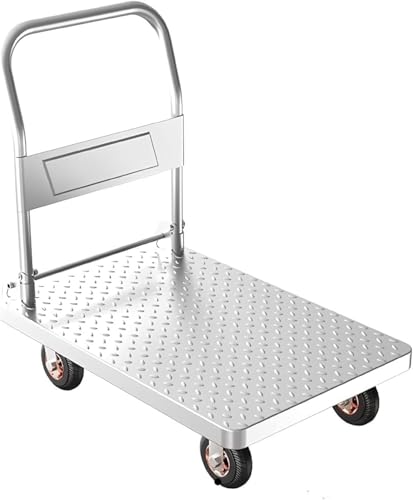 DUANZEYUQA Platform Hand Truck Steel Platform Truck Foldable Handle for Easy Storage Multifunction Transport Moving Hand Truck for Flower Pots PC Push Cart Push Dolly for Loading，T3(T3)