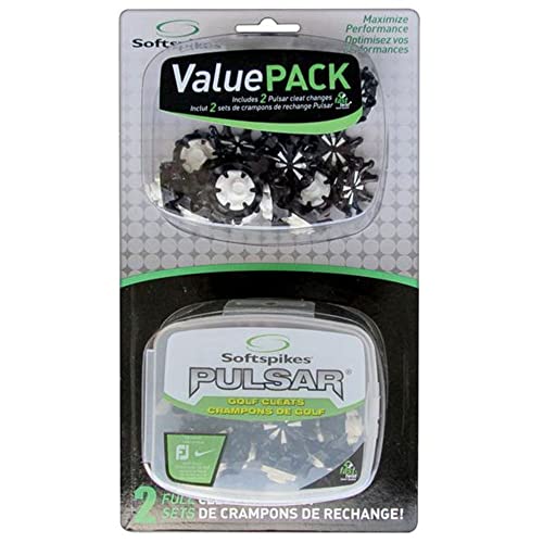 Softspikes Pulsar Golf Cleats Fast Twist 3.0 Value Pack - 2 Sets of 18 Spikes - Black - Also Fits Tri-Lok, SLIM-Lok, and Tour Lock Cleat Systems