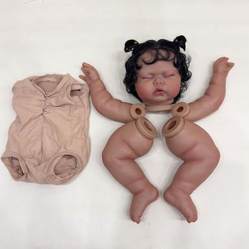 Pinky Reborn Reborn Baby Dolls Black Girl Kit 24 Inch Pickle Reborn Toddler Kits Already Painted Baby Kit with Rooted Hair DIY Accessories Supplies for Kids Age 3+