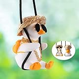 Cool Swinging Duck Car Hanging Ornament Cute Car Decor Rear View Mirror Accessories Interior for Women Men Teens Truck Rearview Christmas Tree Decorations Things Funny Xmas Gifts for Dad Mom Girls