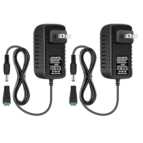 5V Power Supply, DC 5 Volt 3A 15W LED Power Supply, AC 100-240V AC to DC 5V Converter, Wall Plug Power Adapter for Strip Light CCTV Camera Security System, 5.5/2.1mm Plug(2 Pack)