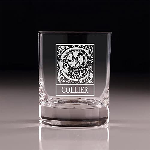 Irish Rose Gifts Collier Personalized Initial Double Old Fashioned Tumbler - Set of 4