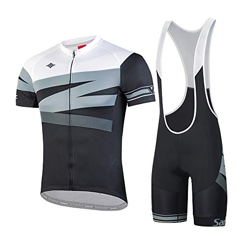 Santic Men's Cycling Jersey Set Bib Shorts 4D Padded Short Sleeve Outfits Set Quick-dry