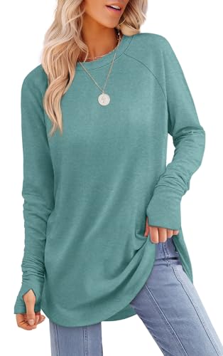 XIEERDUO Women's Long Sleeve Shirts with Thumb Holes Oversized Tshirts for Women Plus Size XXL