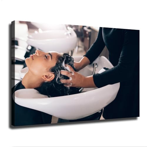 Comfortable Hair Washing Technique Barber Shop Wall Art Posters Pictures for Gallery Room Aesthetic Living Room Bathroom Bedroom Decor (24×36inch_Framed)