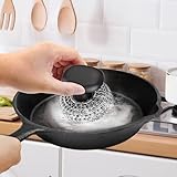 Purgreat Cast Iron Scrubber | Dish Scrub Brush | 316 Cast Iron Cleaner Chainmail Scrubber for Cast Iron Pan Skillet Cleaner - Dish Scouring Pad Dishwasher Safe Cleaning Kit, Black 02