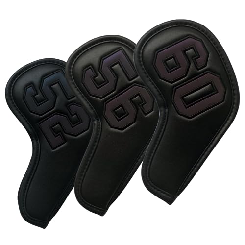 1Pc Magnetic Golf Iron Wedge Head Cover Or Set Golf 52 56 60 Wedge Covers - Synthetic Leather Golf Club Covers Wedge with Large Number (3pcs (52 56 60)) (3pcs (52 56 60))