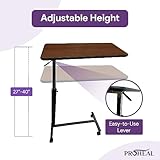 ProHeal Medical Overbed Table with Wheels and Adjustable Height - Gray Rolling Over Bed Table for Home and Hospital Use