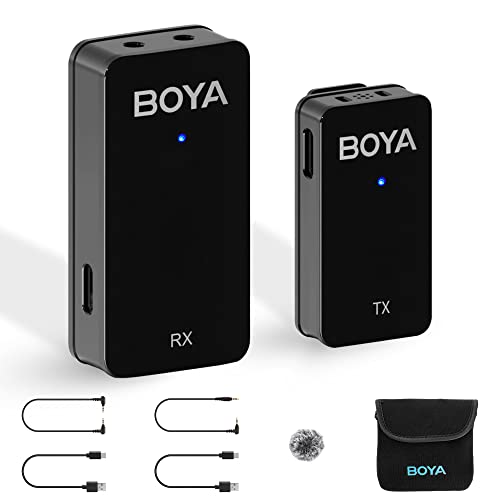 Boya WMic5-M1 Wireless Lavalier Microphone for Canon Nikon Sony Camera DSLR Smartphone 2.4GHz Dual-Channel Rechargeable Lapel On Mic for Vlogging Streaming Interview YouTube 1 Transmitter 1 Receiver