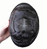 HAIR NATURE Toupee for Men, Human Hairpieces Replacement System, 0.03mm PU Thin Skin V-looped Black Male Hair Units #1B