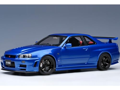 Skyline GT-R R34 Z-Tune RHD (Right Hand Drive) Bayside Blue 1/18 Model Car by Autoart AA77462