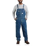 Carhartt Men's Loose Fit Denim Bib Overall, Darkstone, 36 x 32