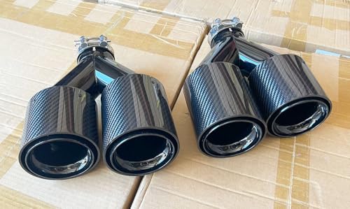 Wet Carbon Fiber Gloss Black Steel Quad Exhaust Tips for FOR BMW G20 G22 G29 G30