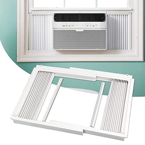 Flehomo Window Air Conditioner Side Panels with Frame, Adjustable Insulation AC Side Panel for 10,000 BTU Window AC Unit, Frame Included