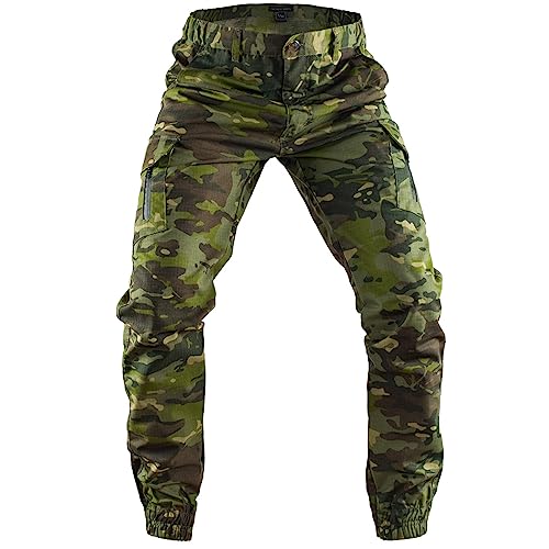 MEGE KNIGHT Camouflage Tapered Cargo Pants for Men, Camo Joggers Lightweight Ripstop BDU Combat Hiking Hunting Tactical Pants