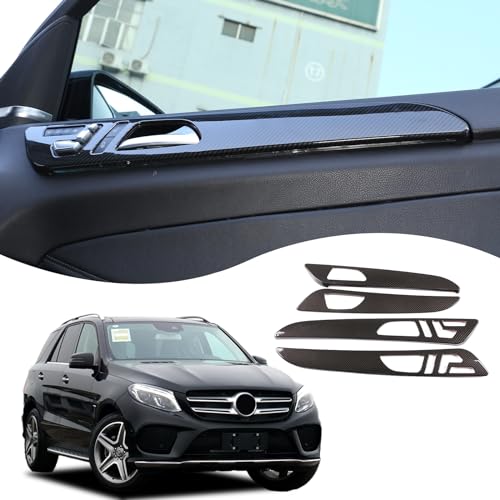YUECHI Carbon Fiber Style ABS for Mercedes Benz ML GLE W166 GL GLS X166 2012-2019 Car Interior Door Handle Decorative Panel Trim Accessories (with Memory Button)