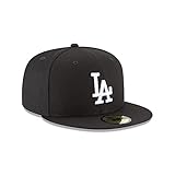 New Era Los Angeles Dodgers 59Fifty Fitted Hat, Adult, Black/White (as1, Numeric, Numeric_7_and_3_eighths, 7 3/8)