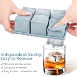 Silicone Ice Cube Tray 3Pack, SAWNZC Large Ice Cube Molds for Whisky Cocktail, Big Square Ice Maker Tray for Freezer