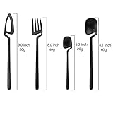 JASHII Hangable 24-Piece Silverware Set, Satin Finish Flatware Cutlery Set Service for 6, Knives/Forks/Spoons Included, Dishwasher Safe (Matte Black)