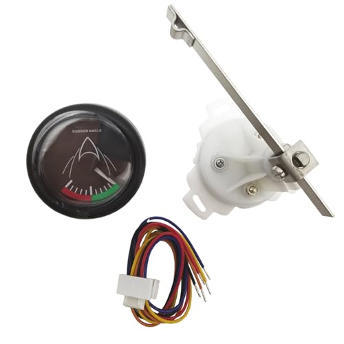 INTBUYING 52mm Rudder Angle Indicator with Mating Angle Sensor Waterproof Gauge Signal 0-190 Ohm for Boat Construction Machinery