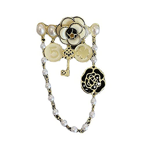 Imitation Pearl Dangle Chain Brooch,Elegant Lapel Pins,Vintage Jewelry Gift for Women