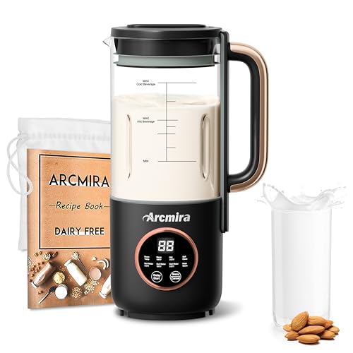 8 in 1 Automatic Nut Milk Maker, 35 oz(1000ml) Homemade Oat, Soy, Plant-Based and Dairy Free Beverages, Almond Milk Maker with Delay Start/Keep Warm/Boil Water, Soy Milk Maker with Nut Milk Bag