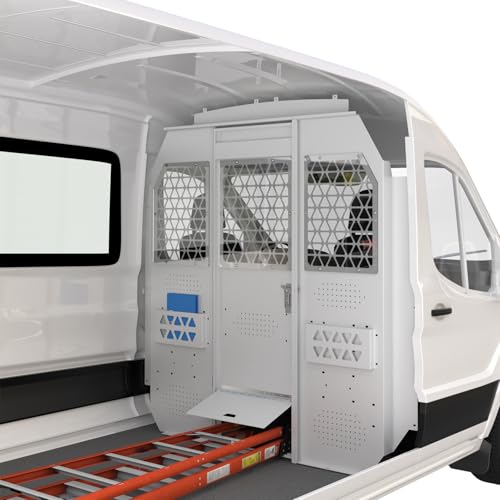 MELIPRON Cargo Van Partition Bulkhead Fit for Ford Transit 150 250 350 Medium Roof with Door Handle, Acrylic Custom Window Board