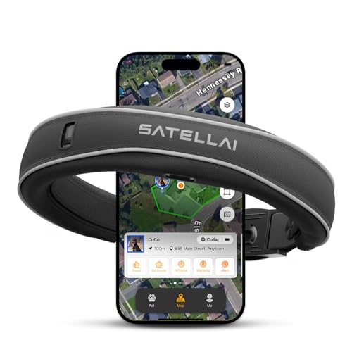 SATELLAI GPS Dog Collar- The Most Advanced GPS Wireless Dog Fence Collar with Al Analysis, Precise Positioning, 5-Day Battery, and lP68 Waterproof, for Medium & Large Dogs, Gray