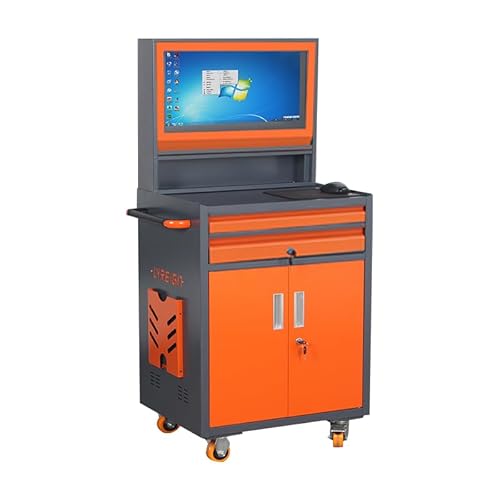 LYREIGN Movable CNC Computer Tool Cabinet, Heavy Duty Computer Desk Suitable for CNC Workshop Garage, Industrial PC Cabinet Maximum Suitable for Monitors Up to 27 inches