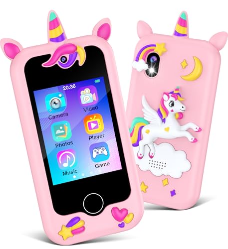 Kids Smart Phone Toys for Girls, 2.8" Touchscreen HD Dual Camera Toddler Phone for Kids, Learning Education Christmas Birthday Gifts for 3-10 Years Old Girls Boys Fake Play Cell Phone with 32G Card