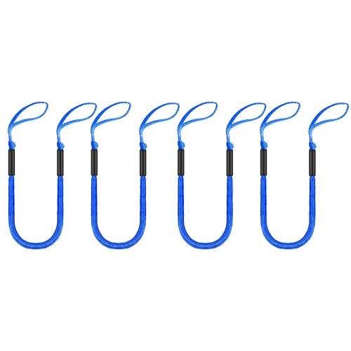 SCGFPOE Marine Bungee Dock Lines for Boat 4-Pack, Braided Rope with Loops, Boat Tie Down for Dock, (4ft Blue)