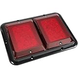 Partsam 2x Double RV Trailer Camper Tail Lights 24-2835 LED Horizontal Vertical Surface Mount Double Trailer Light Taillight Red Lens Red Light Black Base 12V IP67 Waterproof