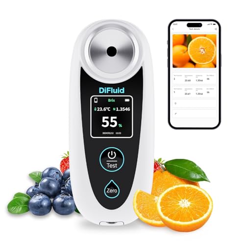 Digital Brix Refractometer, 0-55% Range with ATC, ±0.1% Precision, Rechargeable & Portable, for Fruit, Juice, Vegetables & Homebrewing