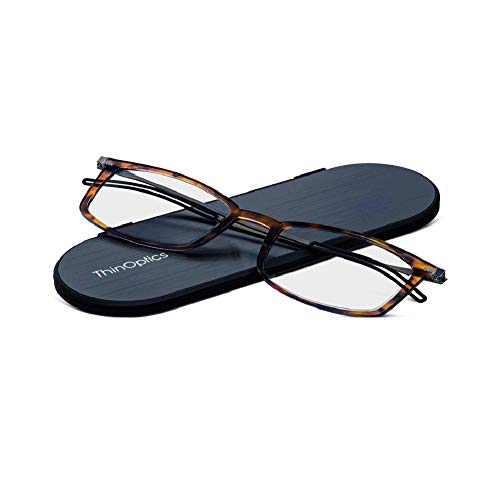 ThinOptics Unisex Adult Glasses Reading, Regular Case / Rectangle Tortoise, 1.50 US