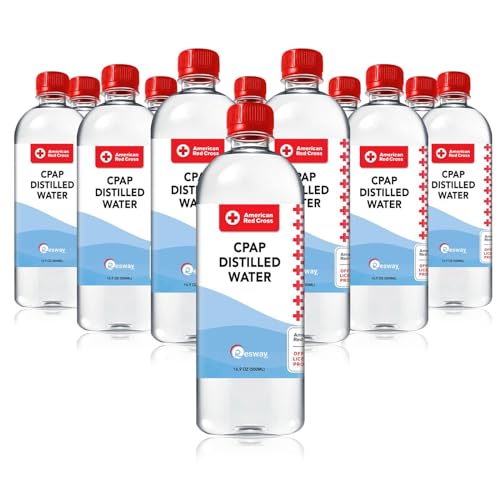 Resway American Red Cross Distilled Water | Travel Bottles for Resmed, Respironics Machines, Personal Humidifier | Medical Supplies for Vacation | Travel-Friendly, Clean | 16.9oz H2O (12 Pack)