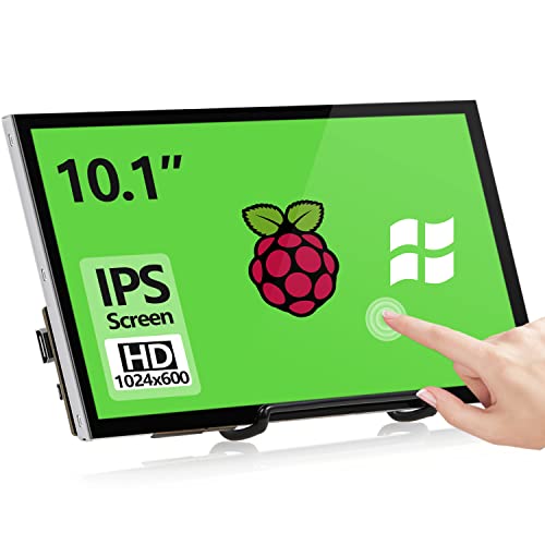 HAMTYSAN Raspberry Pi Screen, 10.1 Inch Touchscreen Monitor 1024x600 Small HDMI Monitor w/Stand, IPS LCD Screen Display for Raspberry Pi 400/4/3/2/Zero/B/B+ Jetson Nano Win11/10/8/7