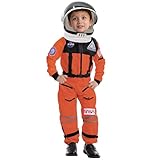 Spooktacular Creations Orange Astronaut Costume with Helmet, Space Suit for Toddler with Movable Visor, Kids Astronaut Halloween Costume for Cosplay, Party Favor Supplies (Small, 5-7 yrs)