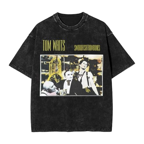 Tom Vintage Oversized T Shirt Summer Fashion Tee Waits Crew Neck Loose Short Sleeve Tops for Mens Womens Large