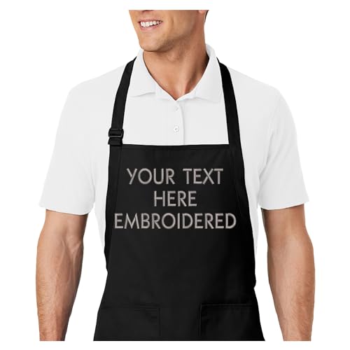 PLACE4PRINT Personalized Chef Name Embroidered Apron with Custom Text a Great Gift for Adult Premium Quality Apron for Men and Women - Cooking Gift