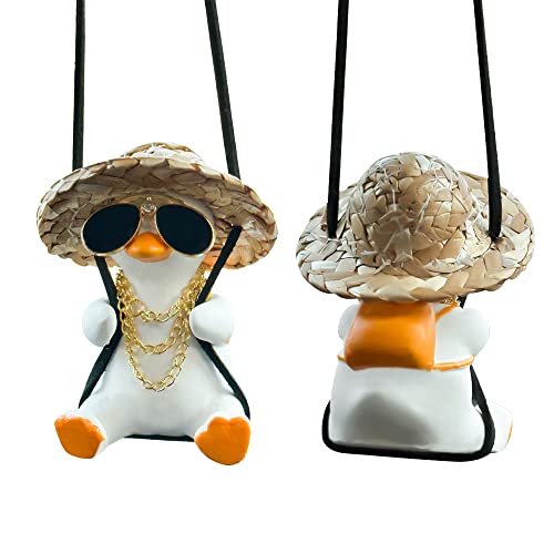 Cute Duck Car Hanging Ornament - Swing Duck Car Pendant Decoration for Rearview Mirror Accessories (Style A)
